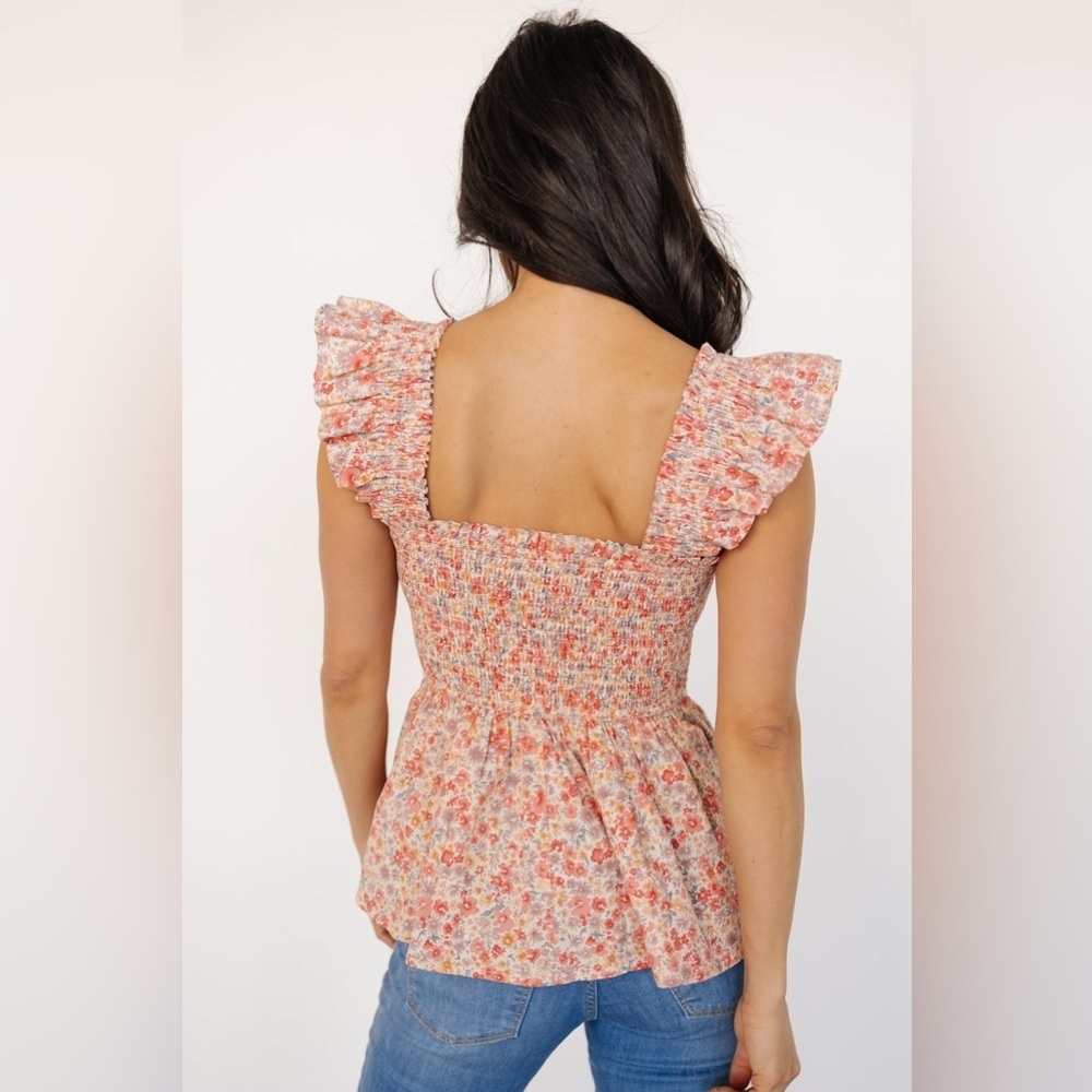 Baltic Born Ida Peplum Top in Pink Multi Floral Size XS - Picture 3 of 6